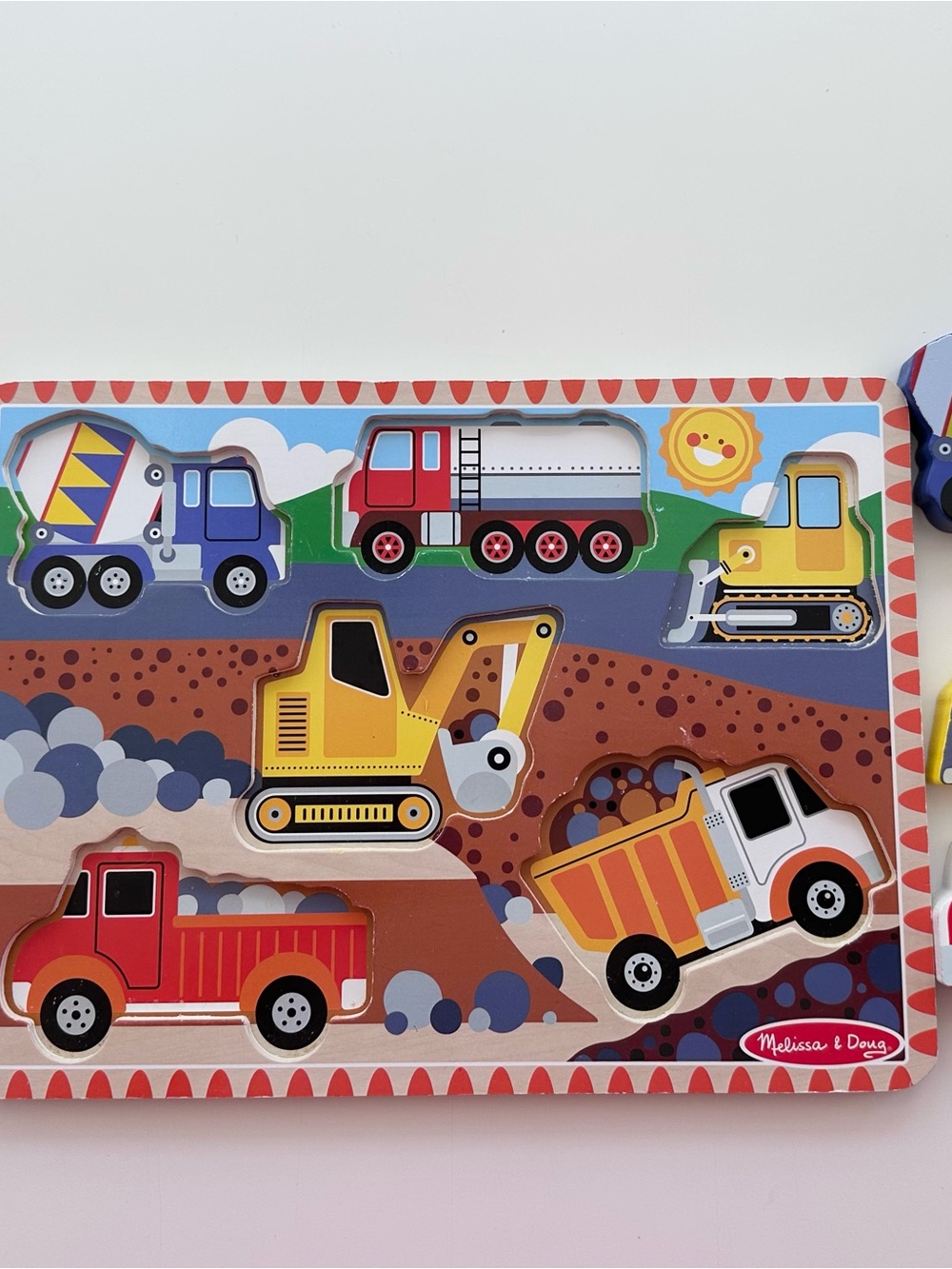 Melissa & Doug Yellow Construction Vehicles Wooden Puzzle